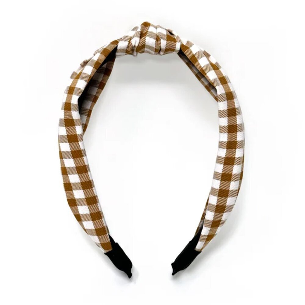 NWOT Blair Top Knot Brown Gingham Headband